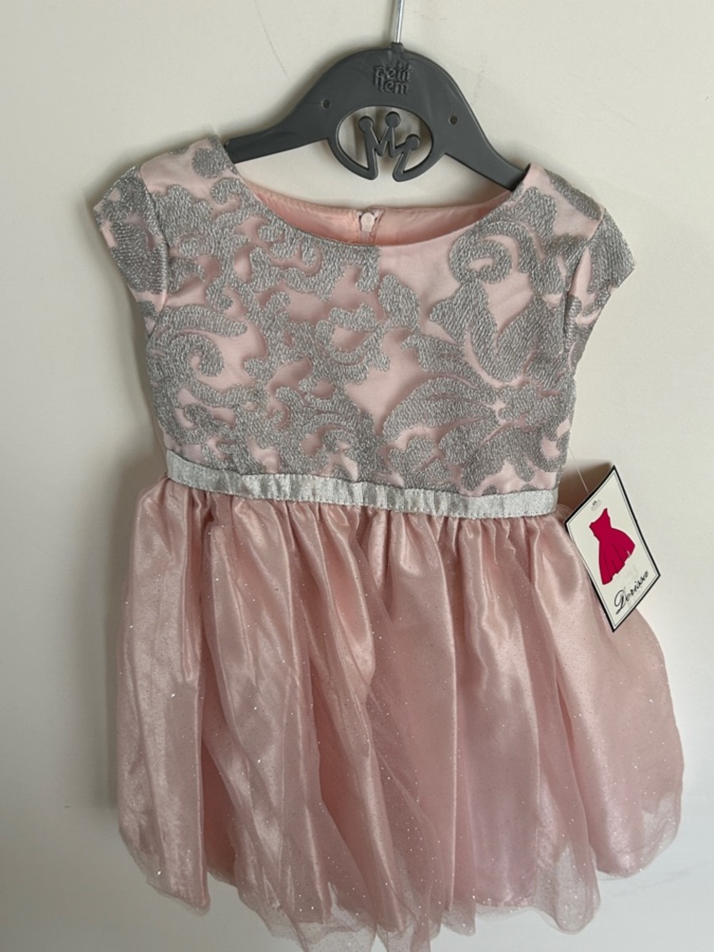 Sparkle Pink Tulle Formal Dress by Dorissa,  Silver Embellishment NWT. Lined.